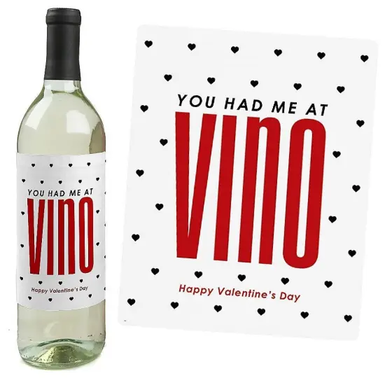 Big Dot of Happiness Valentine's Day Gift for Women and Men - Wine Bottle Label Stickers - Set of 4 {4}