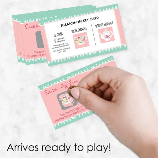 Big Dot of Happiness Floral Let's Par-Tea - Garden Tea Party Game Scratch Off Cards - 22 Count {3}