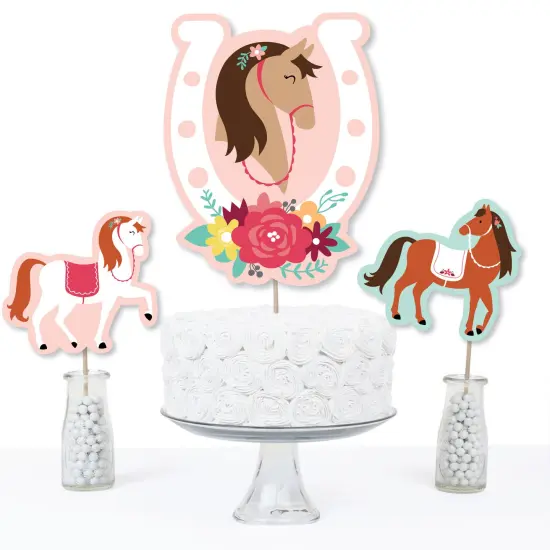 Big Dot of Happiness Run Wild Horses - Pony Birthday Party Centerpiece Sticks - Table Toppers - Set of 15 {4}