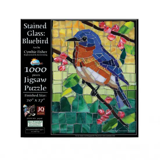 Sunsout Stained Glass Bluebird 1000 pc Jigsaw Puzzle 70716 {4}