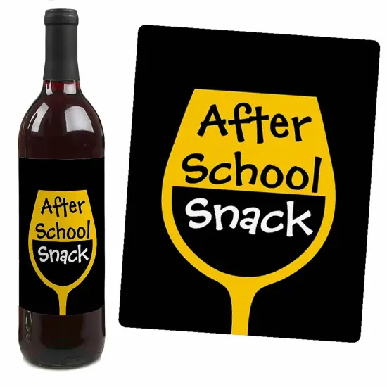 Big Dot of Happiness Best Teacher Gift - Teacher Appreciation First and Last Day of School or Christmas Gift - Wine Bottle Label Stickers - Set of 4 {7}