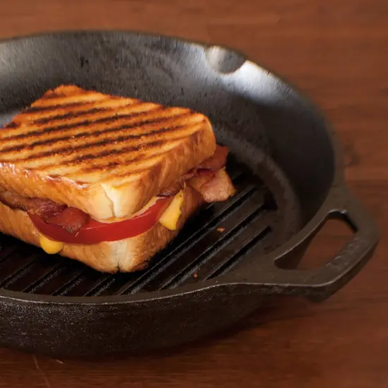 Lodge Logic Pre Seasoned Cast Iron Ribbed Grill Pan 10.25 x 2 in {5}