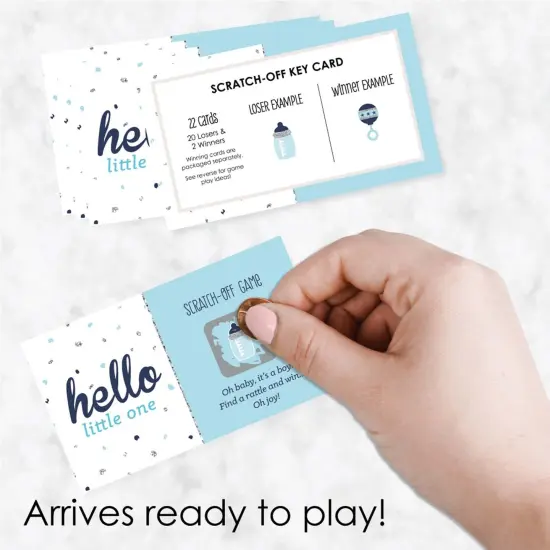 Big Dot of Happiness Hello Little One - Blue and Silver - Boy Baby Shower Game Scratch Off Cards - 22 Count {3}