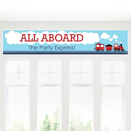 Big Dot of Happiness Railroad Party Crossing - Steam Train Happy Birthday Decorations Party Banner {6}