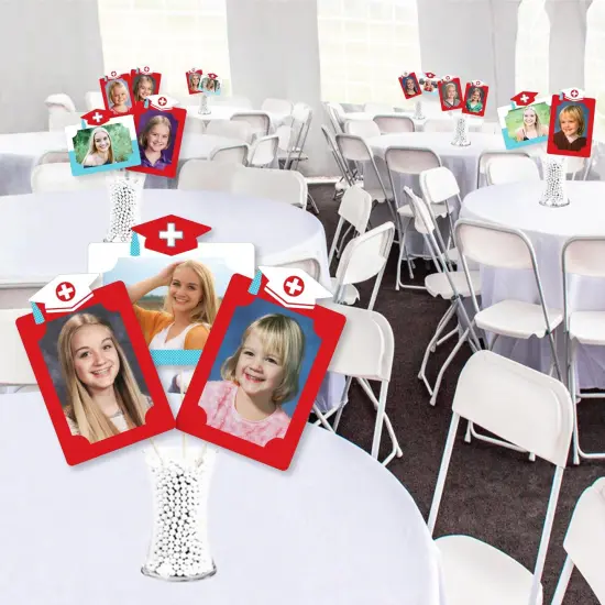 Big Dot of Happiness Nurse Graduation - Medical Nursing Graduation Party Picture Centerpiece Sticks - Photo Table Toppers - 15 Pieces {4}