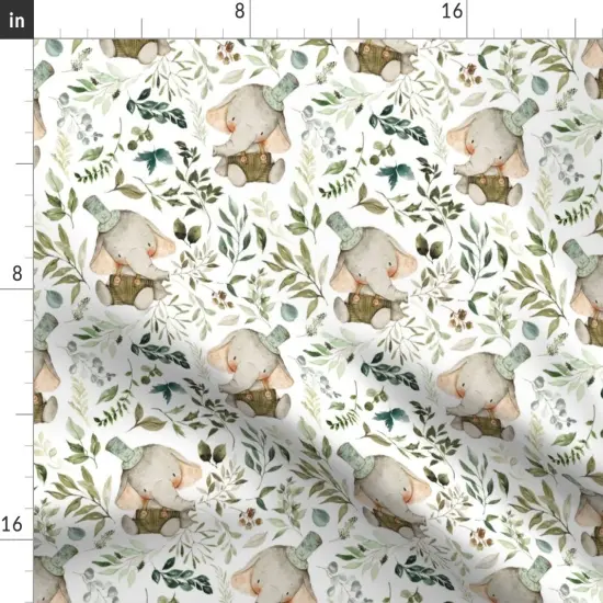 Various Fabrics by the Yard or Fat Quarter Elephant Botanical Leaves Nature Animal Custom Printed Fabric by Spoonflower {2}