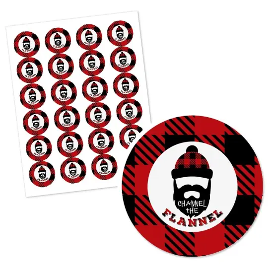 Big Dot of Happiness Lumberjack - Channel the Flannel - Buffalo Plaid Party Circle Sticker Labels - 24 Count {3}