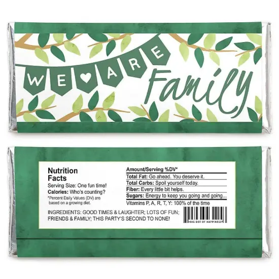 Big Dot of Happiness Family Tree Reunion - Candy Bar Wrapper Family Gathering Party Favors - Set of 24 {3}