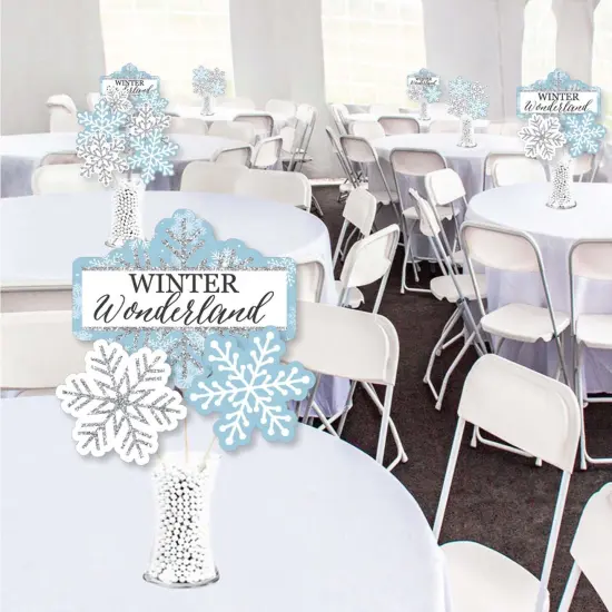 Big Dot of Happiness Winter Wonderland - Snowflake Holiday Party and Winter Wedding Centerpiece Sticks - Showstopper Table Toppers - 35 Pieces {3}