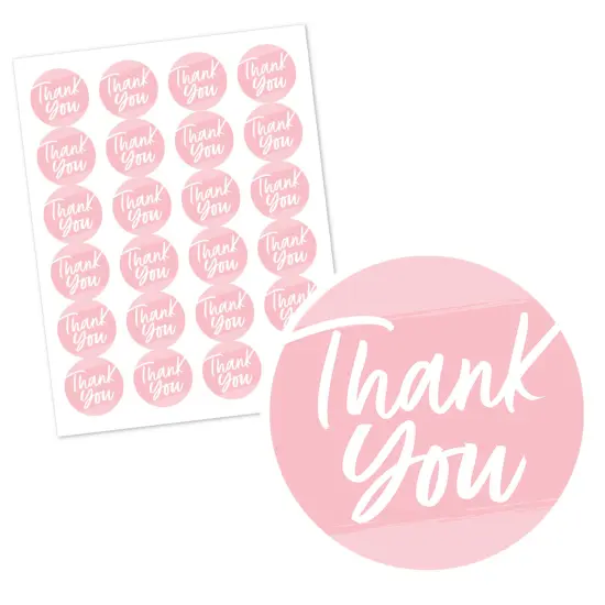 Big Dot of Happiness Pink Elegantly Simple - Guest Party Favors Circle Sticker Labels - 24 Count {3}