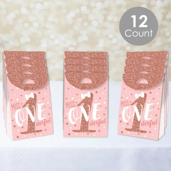 Big Dot of Happiness 1st Birthday Little Miss Onederful - Girl First Birthday Gift Favor Bags - Party Goodie Boxes - Set of 12 {3}