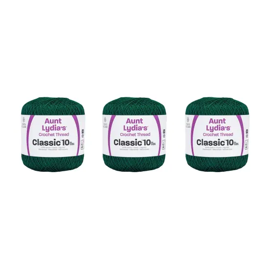 Aunt Lydia Classic Forest Green Crochet - 3 Pack of 350y/320m - Cotton - Gauge 10 - Crochet {1}