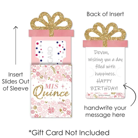 Big Dot of Happiness Mis Quince Anos - Quinceanera Sweet 15 Birthday Party Money and Gift Card Sleeves - Nifty Gifty Card Holders - Set of 8 {7}