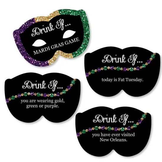Big Dot of Happiness Drink If Game - Mardi Gras - Masquerade Party Game - 24 Count {1}