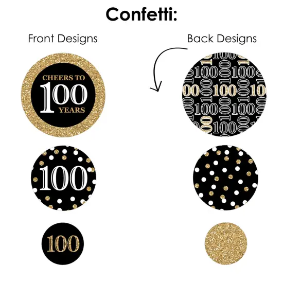 Big Dot of Happiness Adult 100th Birthday - Gold - Birthday Party Decor and Confetti - Terrific Table Centerpiece Kit - Set of 30 {7}