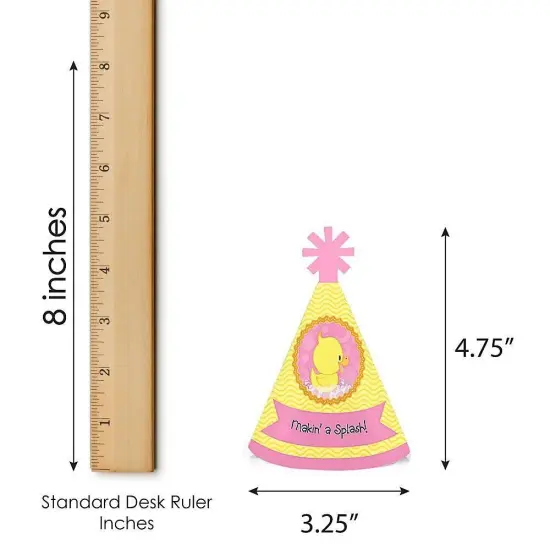 Big Dot of Happiness Pink Ducky Duck - Mini Cone Baby Shower or Birthday Party Hats - Small Little Party Hats - Set of 8 {7}