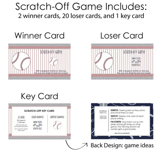 Big Dot of Happiness Batter Up - Baseball - Baby Shower or Birthday Party Game Scratch Off Cards - 22 Count {6}