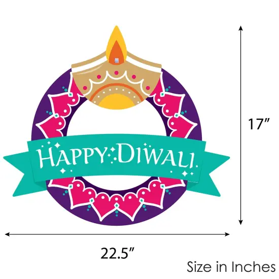 Big Dot of Happiness Happy Diwali - Outdoor Festival of Lights Party Decor - Front Door Wreath {6}