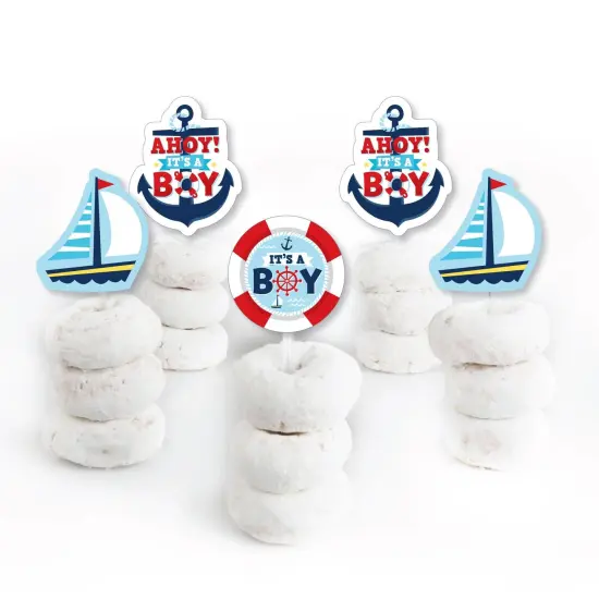 Big Dot of Happiness Ahoy It's a Boy - Dessert Cupcake Toppers - Nautical Baby Shower Clear Treat Picks - Set of 24 {3}