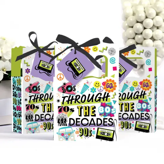 Big Dot of Happiness Through the Decades - 50s, 60s, 70s, 80s, and 90s Party Favor Boxes - Set of 12 {4}
