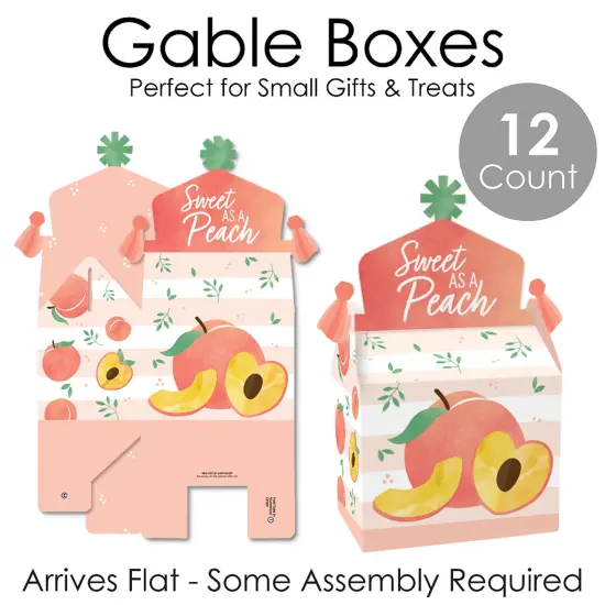 Big Dot of Happiness Sweet as a Peach - Treat Box Party Favors - Fruit Themed Baby Shower or Birthday Party Goodie Gable Boxes - Set of 12 {7}