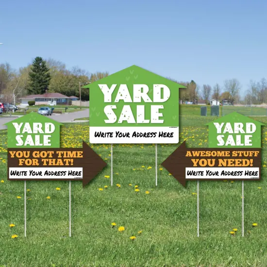 Big Dot of Happiness Yard Sale Signs - Yard Sign with Stakes - Double Sided Outdoor Lawn Sign - Set of 3 {1}