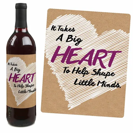 Big Dot of Happiness Teacher Appreciation - First and Last Day of School or Christmas Gifts for Women and Men - Wine Bottle Label Stickers - Set of 4 {4}