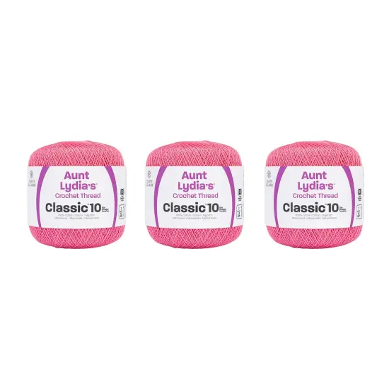 Aunt Lydia Classic French Rose Crochet - 3 Pack of 350y/320m - Cotton - Gauge 10 - Crochet {1}