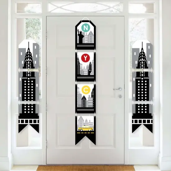Big Dot of Happiness NYC Cityscape - Hanging Vertical Paper Door Banners - New York City Party Wall Decoration Kit - Indoor Door Decor {1}
