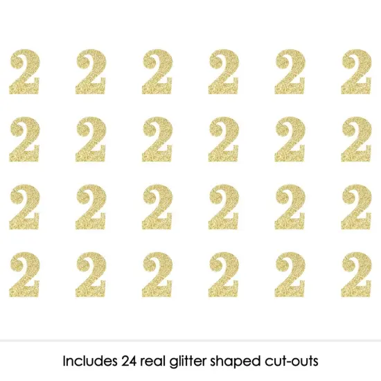 Big Dot of Happiness Gold Glitter 2 - No-Mess Real Gold Glitter Cut-Out Numbers - 2nd Birthday Party Confetti - Set of 24 {3}