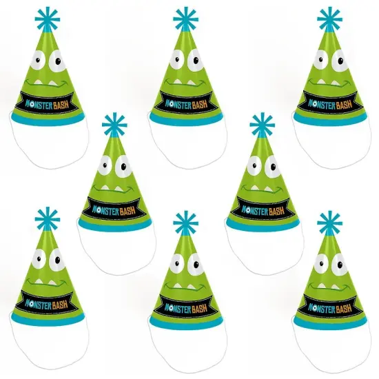 Big Dot of Happiness Monster Bash - Cone Little Monster Happy Birthday Party Hats for Kids and Adults - Set of 8 (Standard Size) {7}