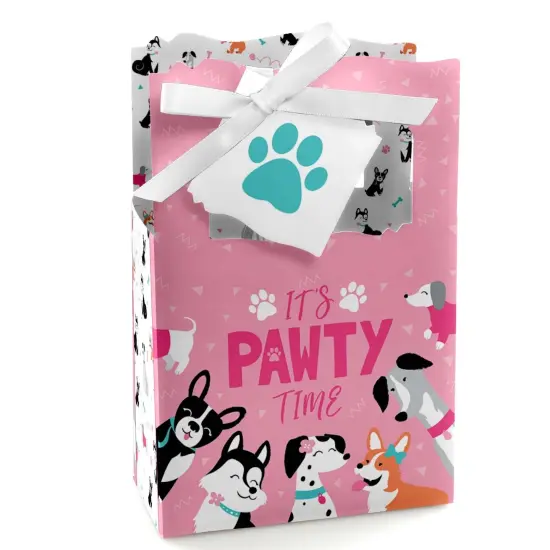 Big Dot of Happiness Pawty Like a Puppy Girl - Pink Dog Baby Shower or Birthday Party Favor Boxes - Set of 12 {1}