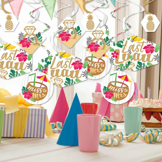 Big Dot of Happiness Last Luau - Tropical Bachelorette Party and Bridal Shower Hanging Decor - Party Decoration Swirls - Set of 40 {3}