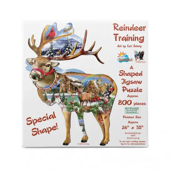 Sunsout Reindeer Training 800 pc Special Shape Christmas Jigsaw Puzzle 97295 {4}