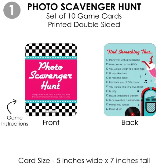 Big Dot of Happiness 50&rsquo;s Sock Hop - 4 1950s Rock N Roll Party Games - 10 Cards Each - Gamerific Bundle {6}