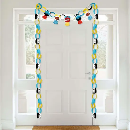 Big Dot of Happiness Bam Superhero - 90 Chain Links and 30 Paper Tassels Decoration Kit - Baby Shower or Birthday Party Paper Chains Garland - 21 feet {4}