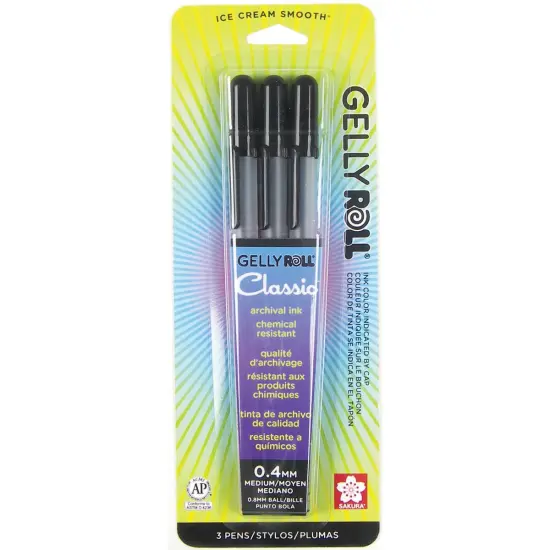 Sakura Gelly Roll Medium Point Pens 3/Pkg-Black {1}