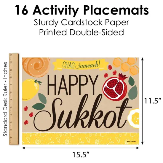 Big Dot of Happiness Sukkot - Paper Sukkah Coloring Sheets - Activity Placemats - Set of 16 {6}