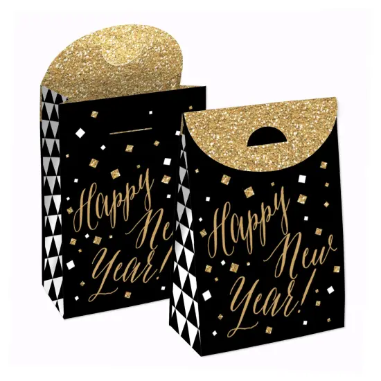 Big Dot of Happiness New Year&rsquo;s Eve - Gold - New Years Eve Gift Favor Bags - Party Goodie Boxes - Set of 12 {1}