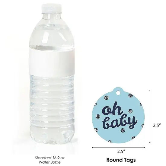 Big Dot of Happiness Hello Little One - Blue and Silver - Boy Baby Shower Favor Gift Tags (Set of 20) {4}