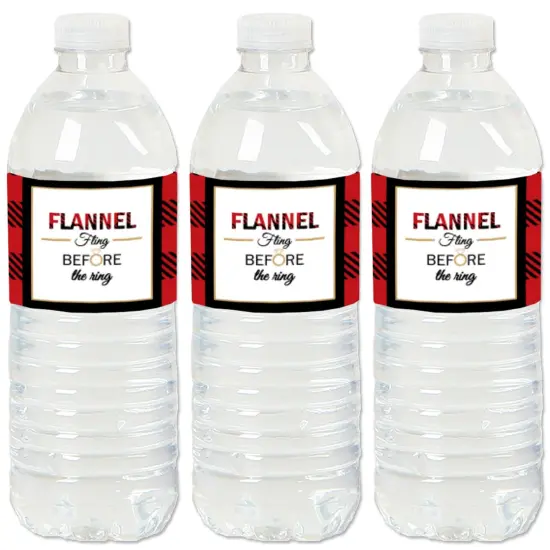 Big Dot of Happiness Flannel Fling Before the Ring - Buffalo Plaid Bachelorette Party Water Bottle Sticker Labels - Set of 20 {1}