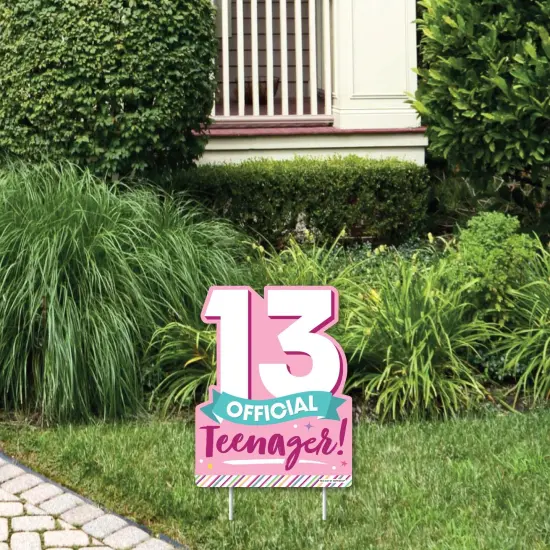 Big Dot of Happiness Girl 13th Birthday - Outdoor Lawn Sign - Official Teenager Birthday Party Yard Sign - 1 Piece {1}