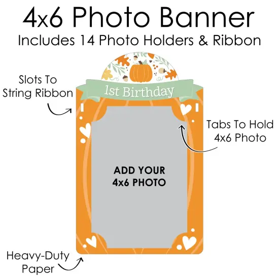Big Dot of Happiness 1st Birthday Little Pumpkin - DIY Fall First Birthday Party Decor - 1-12 Monthly Picture Display - Photo Banner {7}
