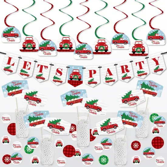 Big Dot of Happiness Merry Little Christmas Tree - Red Truck and Car Christmas Party Supplies Decoration Kit - Decor Galore Party Pack - 51 Pieces {1}