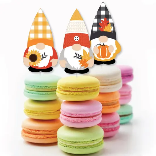 Big Dot of Happiness Fall Gnomes - Dessert Cupcake Toppers - Autumn Harvest Party Clear Treat Picks - Set of 24 {4}