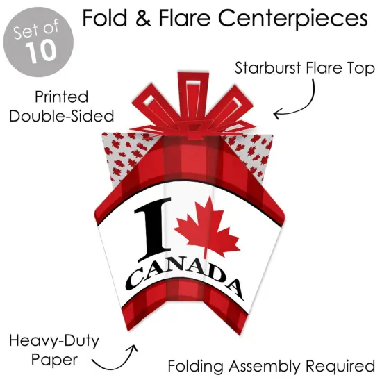 Big Dot of Happiness Canada Day - Table Decorations - Canadian Party Fold and Flare Centerpieces - 10 Count {4}