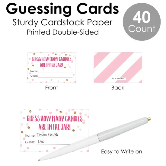 Big Dot of Happiness Little Princess Crown - How Many Candies Pink Baby Shower or Birthday Party Game - 1 Stand and 40 Cards - Candy Guessing Game {7}