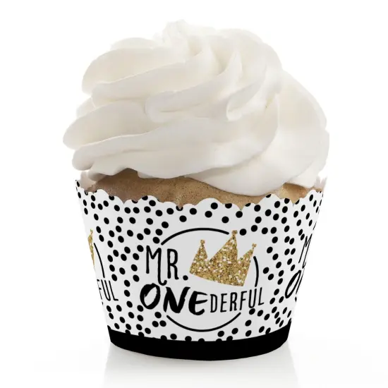 Big Dot of Happiness 1st Birthday Little Mr. Onederful - Boy First Birthday Party Decorations - Party Cupcake Wrappers - Set of 12 {1}