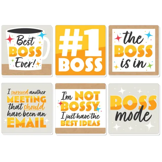 Big Dot of Happiness Happy Boss's Day - Funny Best Boss Ever Decorations - Drink Coasters - Set of 6 {1}