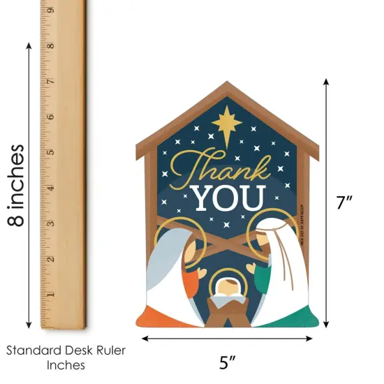 Big Dot of Happiness Holy Nativity - Shaped Thank You Cards - Manger Scene Religious Christmas Shaped Thank You Cards with Envelopes - Set of 12 {7}